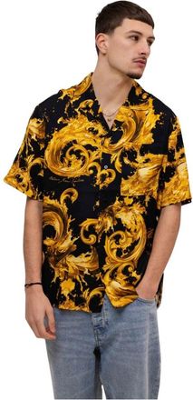 Versace Jeans Couture Barocco Wave Polo - Heren - Korte mouwen Overhemden - Veelkleurig - M - Katoen - Overhemden