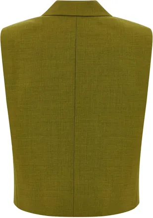 Theory Double-Breasted City Twill Vest - Olive