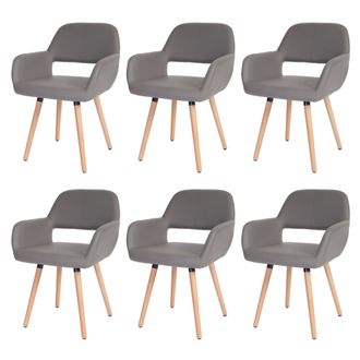 Hhg Hhg - Nunca Usado] Juego De 6 Sillas De Comedor 429 Ii, Silla De Cocina, Dise&ntilde;o Retro A&ntilde;os 50, Piel Sint&eacute;tica, Gris Topo, Patas Claras