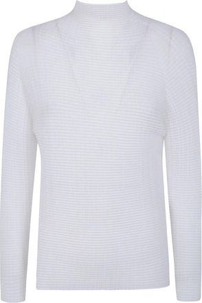 Issey Miyake Wooly Pleats-66 Shirt - Dames - Coltruien - Wit - M - Leer - Truien & Vesten