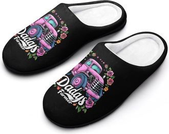 Generic Daddys Farmer Tractor Flowers Mens Slippers Comfortable And Non-slip Cotton Slipper Shoe for House