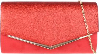 Girly HandBags Womens Glitter Flap Clutch Bag Red