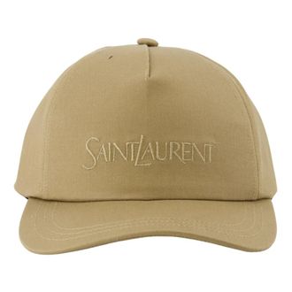 Saint Laurent Cap van gabardine - Heren - Petten - Beige - 59 CM - Katoen - Accessoires