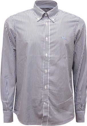 Harmont & Blaine Crn 074 B Gestreepte Shirt - Heren - Casual Overhemden - Blauw - 4XL - Katoen - Overhemden