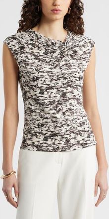 Nordstrom Twist Front Cap Sleeve Top in Ivory- Brown Textural at Nordstrom, Size Xx-Small