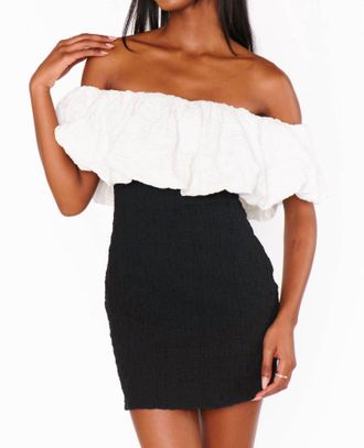 Show me your Mumu Anita Mini Dress In Black Texture Stretch