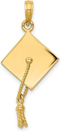 Diamond2Deal 10k Yellow Gold Solid Polished 3-D Graduation Cap Pendant