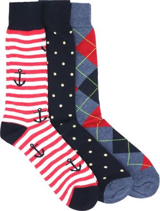 Lorenzo Uomo 3-Pack Cotton Crew Socks in Navy at Nordstrom Rack