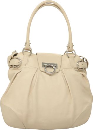 Ferragamo Gancini Ivory Leather Handbag (Pre-Owned)