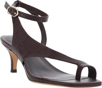 Twinset Leren teenslippers met hak - Dames - Sandalen met hakken - Bruin - 41 EU - Leer - Schoenen
