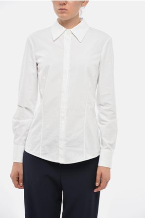 Valentino Camicia in Popeline di Cotone con Abbottonatura Nascosta Valentino