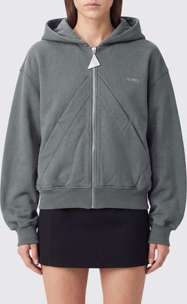The Attico Felpa oversize in cotone con cappuccio, zip e logo a contrasto