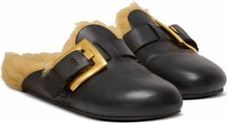 Balmain Faux Fur-Lined Mules in Black at Nordstrom, Size 40 Eu