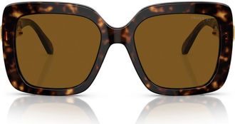 Swarovski 55mm Polarized Square Sunglasses in Havana /Polar Brown at Nordstrom