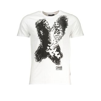 Cavalli Witte Katoenen Heren T-Shirt