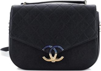 Chanel Thread Around Flap Bag Quilted Caviar Medium shoulder bag - Blu