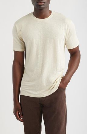 AG - Adriano Goldschmied Bryce Crewneck Stretch Linen T-Shirt in Champagne at Nordstrom, Size Xx-Large