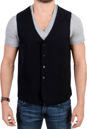 Costume National Mens Black Wool Vest Classic Style Cotton - Size EU 48 (Mens)