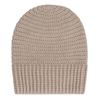 Malo Kasjmier Gehaakte Gebreide Muts - Dames - Hoeden - Beige - ONE Size - Kasjmier - Accessoires