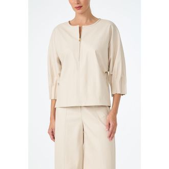 Trina Turk Coletta Faux Leather Top in Ecru at Nordstrom, Size X-Large