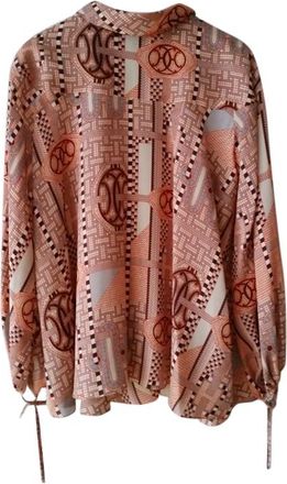 Hermès Aunage Mosaique Print Orange Neon Silk Blouse Size XS