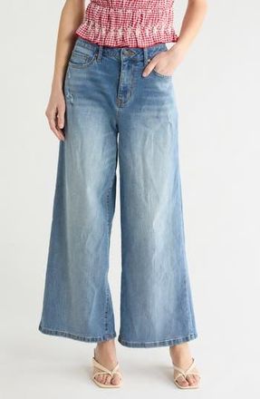Vigoss Destructed High Waist Baggy Wide Leg Jeans in Medium Wash at Nordstrom Rack, Size 27