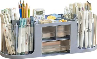 OEM Gran Capacidad Con Caj&oacute;n, Cilindro Creativo Para Bol&iacute;grafos, Caja De Almacenamiento De Doble Rotaci&oacute;n, Caja De Almacenamiento De Bol&iacute;grafos De Escrito