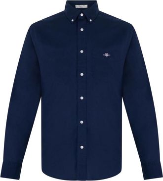 GANT Slim Fit Classic Poplin Shirt - Heren - Casual Overhemden - Blauw - S - Katoen - Overhemden
