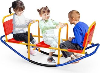 Costway Costway Balanc&iacute;n Oscilante De Metal Para 3 O 2 Personas, Subibaja Con Empu&ntilde;aduras (3 Asientos)