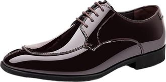 Generic Mens Handmade Shoes Split Toe Design Shiny Corrected Grain Leather Formal Business Dress Shoes British Style Wedding Groom Oxfords(Brown,10.5)