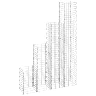 Berkfield Home Gabion Raised Beds 4 pcs 30x30x50/100/150/200 cm Iron in Silver