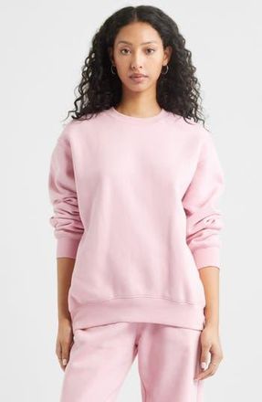 BP. Fleece Detail Oversize Crewneck Sweatshirt in Pink Cameo at Nordstrom Rack, Size Medium