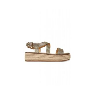 Michael Kors Schoenen, Dames, Grijs, 38 EU, Leer, Lynn Platform Espadrille Sandal