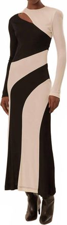 Farm Rio Cut-Out Long Sleeve Midi Dress In Black/ White
