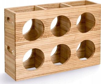 ZELLER Estante Para Botellas De Madera Natural Zeller 6 Plazas