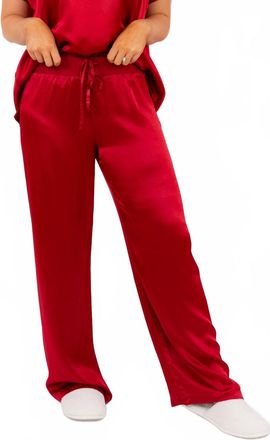 Pj Harlow Jolie Satin Pants In Red