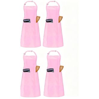 OEM Delantal De Cocina - Poli&eacute;ster 100% - Ajustable Unisex - 2 Bolsillos - Para Cocina Jardiner&iacute;a Bricolaje - 4 Unidades