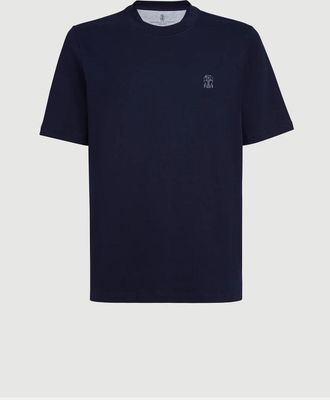 Brunello Cucinelli BRANDED COTTON T SHIRT Size: XXL, colour: BLACK