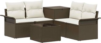 vidaXL Juego De Sof&aacute; 6 Uds. 4-n&uacute;mero De Plazas Marr&oacute;n Y Crema Blanca Vidaxl