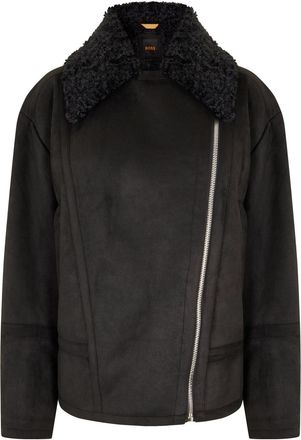 HUGO BOSS Womens Cheerlini1 10263821 01 Overcoat in Black - Size 12 UK