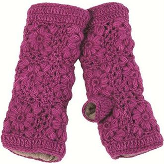 Nirvanna Designs Flower Crochet Handwarmers in Orchid at Nordstrom