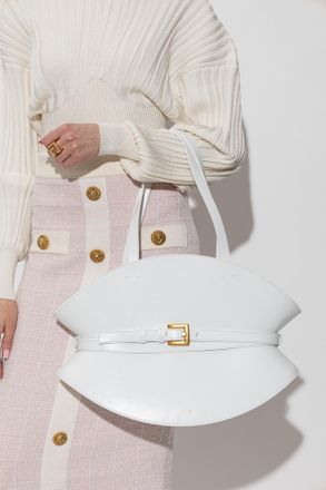 Balmain Shuffle Medium Handbag, Womens, White