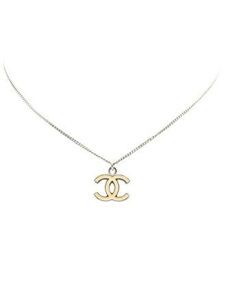Chanel 2000-2010 Silver Enamel CC Pendant Necklace costume necklace - women - Brass/Enamel - One Size