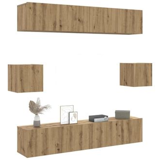 Berkfield Home 6 Piece TV Cabinet Set Wall-mounted Artisan Oak Engineered Wood in Brown