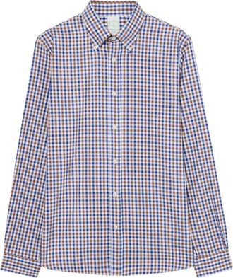 Brooks Brothers Slim Fit Geruite Twill Overhemd met Button Down Kraag - Heren - Casual Overhemden - Blauw - 3XL - Katoen - Overhemden