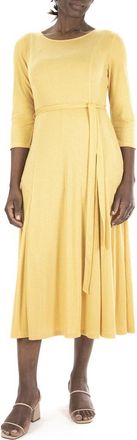 Nina Leonard Sylvia Belted Knit Midi Dress in Mustard at Nordstrom Rack, Size Medium