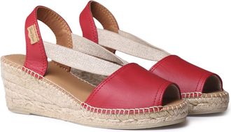 Toni Pons Womens Leather Espadrille - TEIDE-P Red, 37 EU - 4 UK