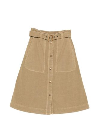 Moncler Beige Solid Midi Skirt