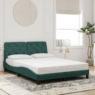 vidaXL Estructura Cama Sin Colch&oacute;n Terciopelo Verde Oscuro 140x200 Cm Vidaxl