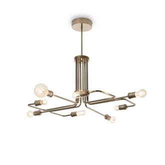Netlighting Triumph 8 Light Multi Arm Ceiling Pendant Light Antique Brass in Yellow